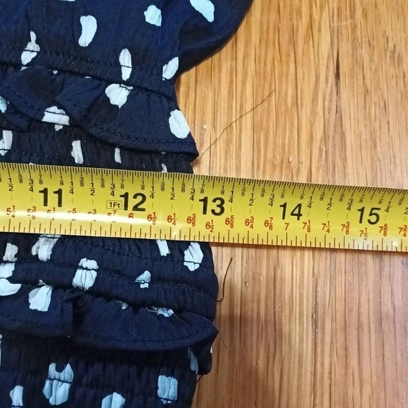 Y2K printed black & white surplice mini dress sheer sleeves lined skirt small - Picture 16 of 16